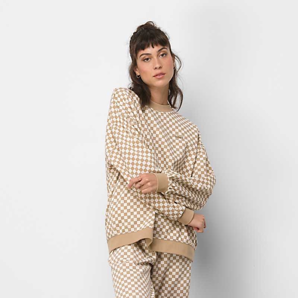 Vans Tan Checkered slouchy Crew Neck